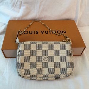 Mini Louis Vuitton Wristlet (Damier Azur Canvas)